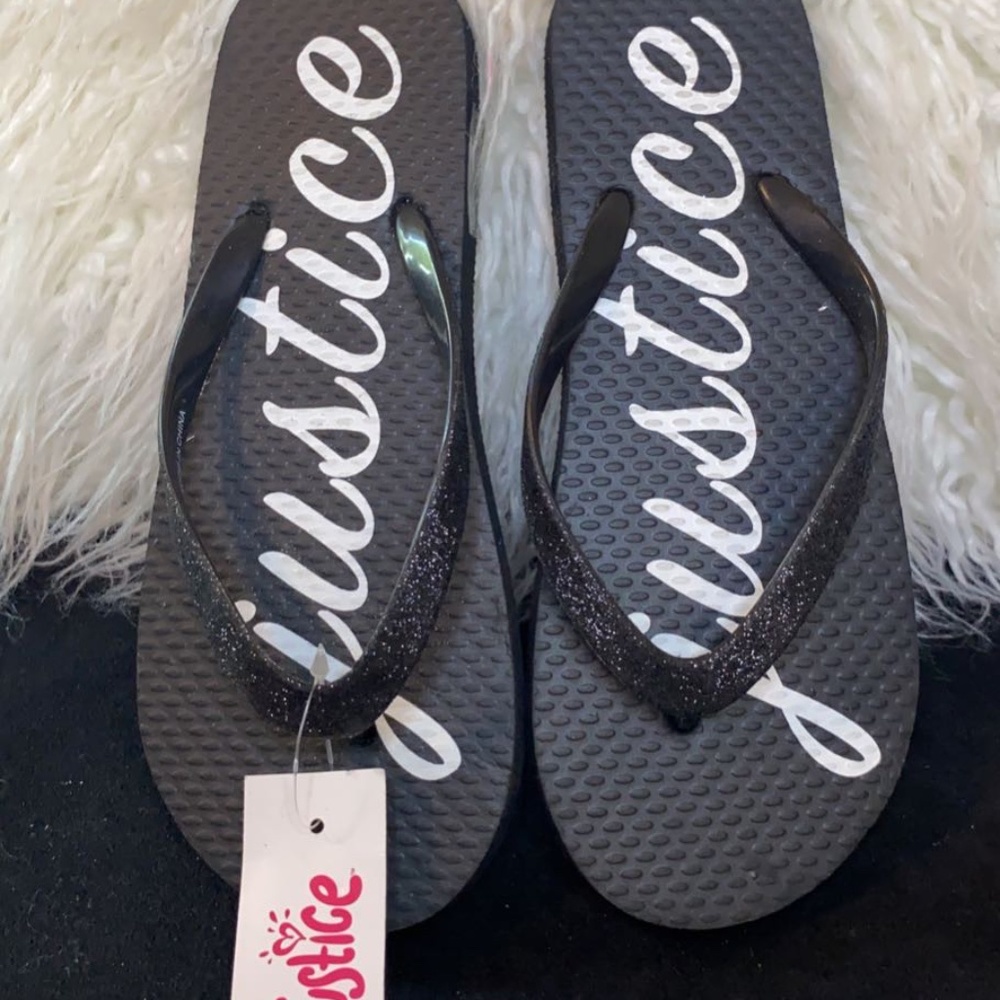 Justice black & white sandals